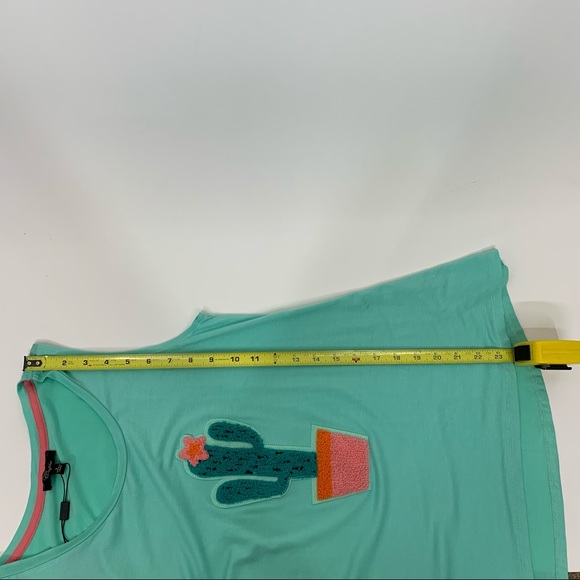 Cupio Mint Green Bucle Embroidered Cactus Graphic Tank Top New Nwt Size Small - Picture 12 of 12